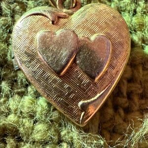 Textured Double Heart Pendant - Rose Gold Tone